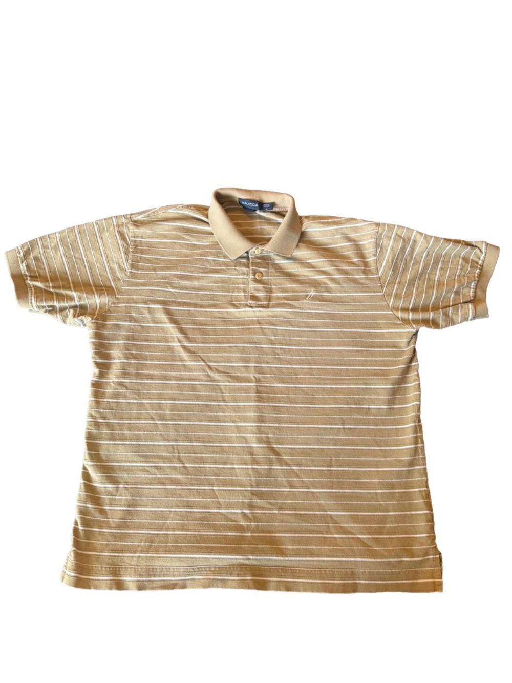 Nautica Men’s Beige Striped Polo Shirt